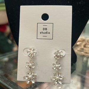 DB Studio Silver Floral Drop Earrings